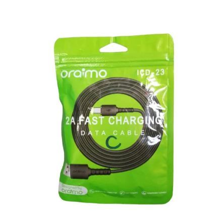 Oraimo Type-C Fast Charging Cable – Durable, High-Speed USB-C Charger for Android, Tablets, Power Banks, and More with Tangle-Free Design, Reinforced Connectors, and Efficient Data Transfer.