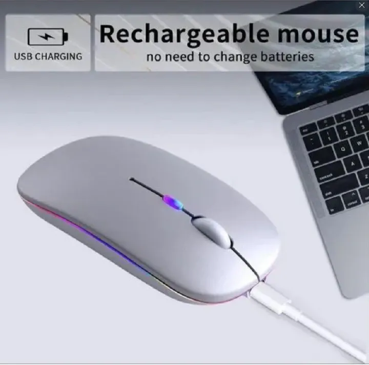 Wireless Rechargeable Bluetooth Mouse Silent Click, Adjustable DPI, Slim Ergonomic Design, USB Receiver, Long Battery Life, Fast Charging, Smooth Precise Control