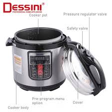 6 Litre Dessini Electric Pressure Cooker ) Lid Auto Lock: The cooker cannot gain pressure when the lid is not well closed and the lid cannot be opened when the inner pressure is too high.