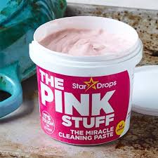 PINK STUFFThe Star Drops Pin. 500g pink stuff, Effective for cleaning sufurias, tiles, sinks, ovens, and more. Tough on stains but gentle on a variety of surfaces. Safe for everyday use around the hom