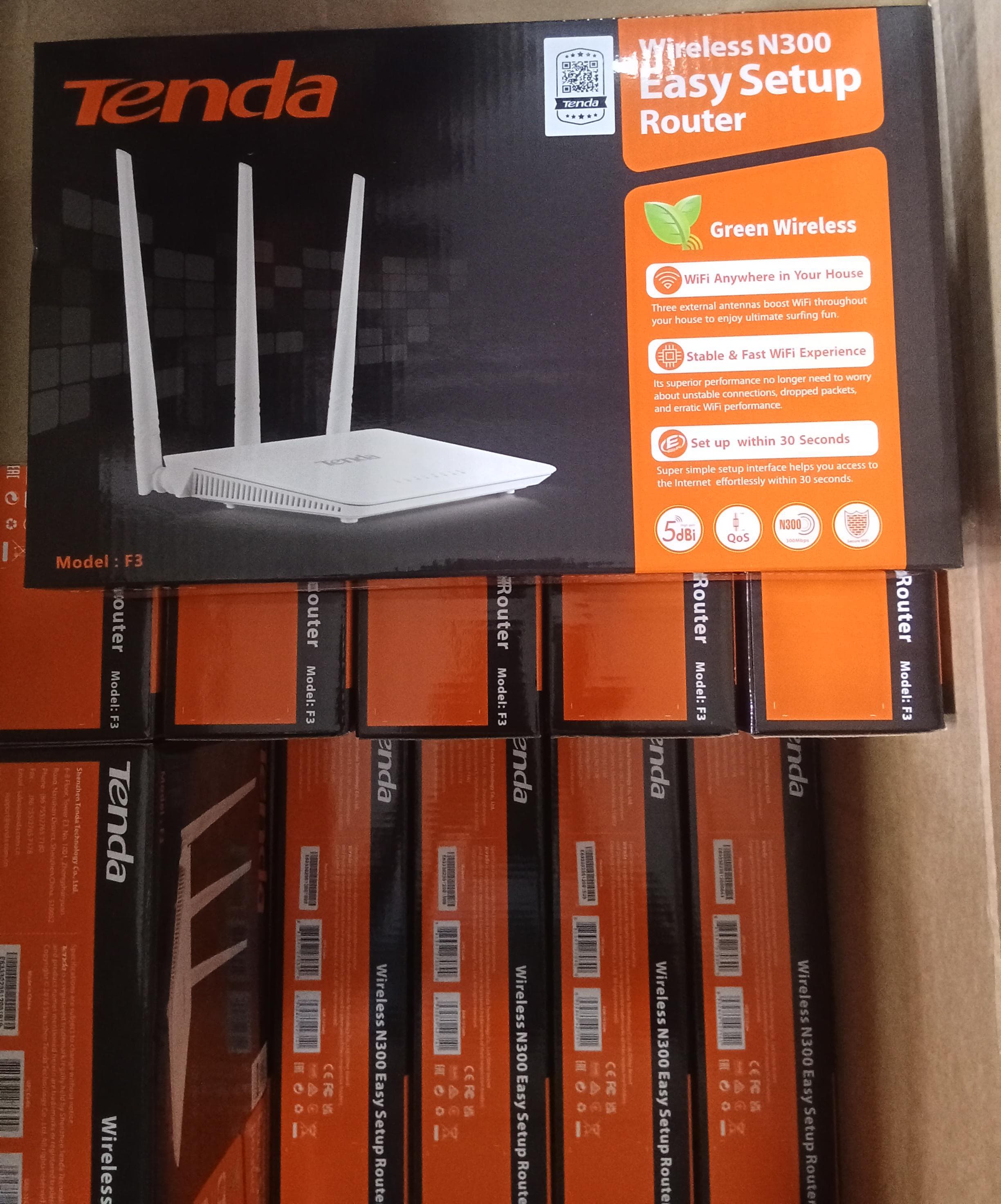 tenda N300 Wireless Wi-Fi Router with High Power 5dBi Antennas, (F3)