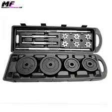 50Kg York Adjustable Cast Iron Dumbbell and Barbell Weights Set - Strength Training Equipment Home Gym Fitness