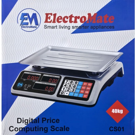 Electromate-40kgs Digital Price Computing Scale No Arm, High-Precision Electronic Weighing Machine with LED Display, Fast Calculation, Durable Design for Shops, Grocery, Market Use