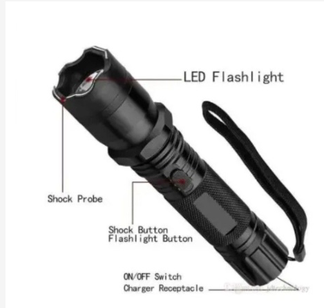 3-in-1 Rechargeable Security Torch - 1000LM Bright LED, Electric Shock Self-Defense & Laser Pointer | Home Protection & Outdoor Safety Electric shock torch Home protection Safety device self-defense