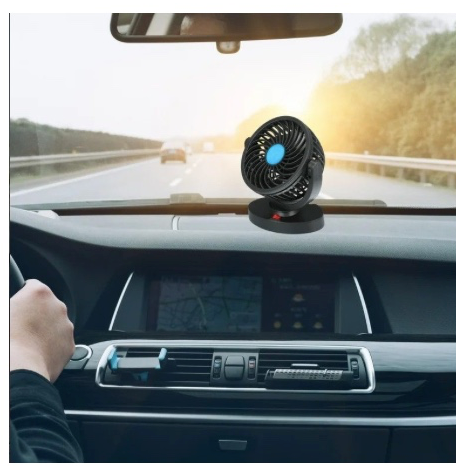 12V DC Electric Car Single Head Fan – 360 Degree Rotatable Dashboard Air Fan with Adjustable Powerful Cooling, Compact Car Auto Climate Cooler
