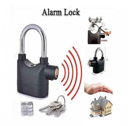 Stainless Steel Black Alarm Padlock with 3 Keys – Waterproof Security Lock with Motion & Shock Sensor Alarm a high-intensity alarm will be triggered to deter thieves. Universal waterproof, rust-proof.