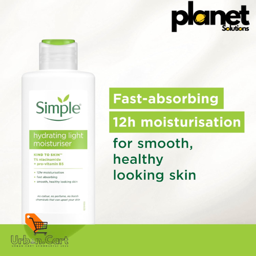 Simple Kind to Skin Hydrating Light Moisturiser Skin Care Product with Pro-Vitamins B5 and E for 12-Hour Moisturisation 125 ml