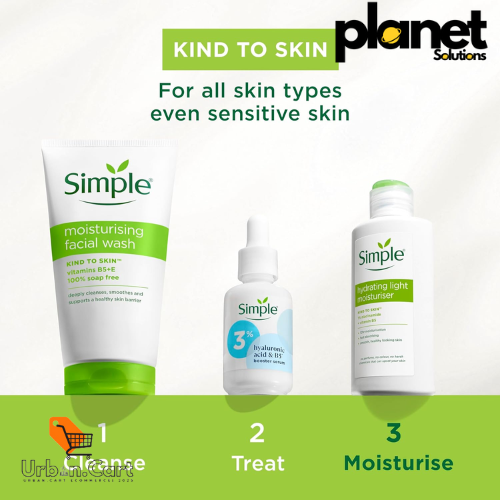 Simple Kind to Skin Hydrating Light Moisturiser Skin Care Product with Pro-Vitamins B5 and E for 12-Hour Moisturisation 125 ml