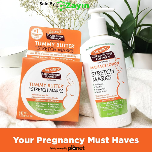 Palmer’s Stretch Mark Lotion
Cocoa Butter Body Lotion
Stretch Marks Moisturizer

Palmer’s Maternity Lotion
Collagen Rich Pregnancy Lotion
Vitamin E Firming Lotion
Argan Oil Stretch Mark Treatment