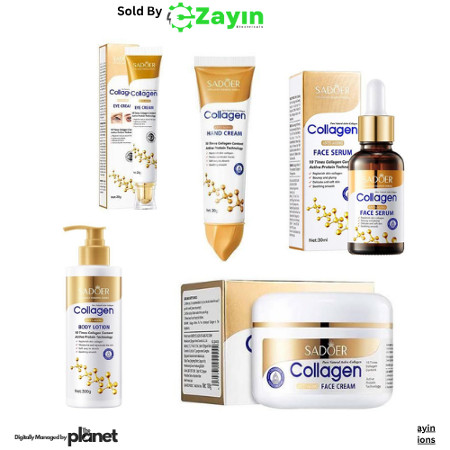 Sadoer Collagen Skin Set
Anti-Aging Skincare Kit
Firming Face & Body Collagen Combo

Collagen Serum Cream Lotion Eye Set
Youth Renewal Set with Collagen