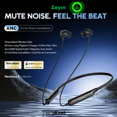 oraimo necklace 5, oraimo earphones, oraimo noise cancelling earphones, oraimo Necklace 5 30dB Noise Cancellation & Call Vibration Earphones