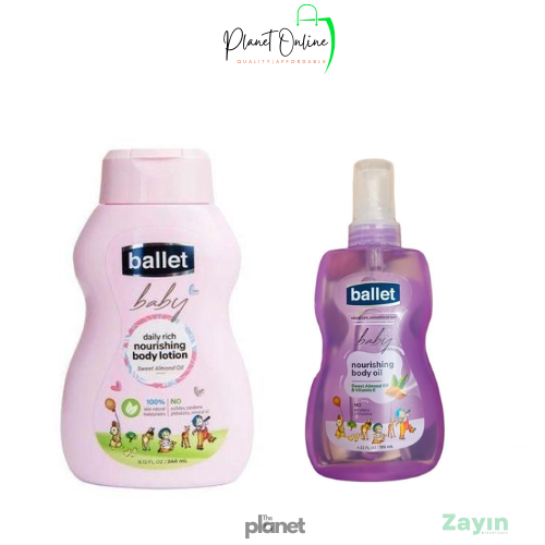 Ballet Baby skincare set, baby moisturizing oil and lotion, newborn baby skin care, baby body oil 250ml, baby lotion 230ml, baby massage oil, gentle baby lotion, hypoallergenic baby skin care,