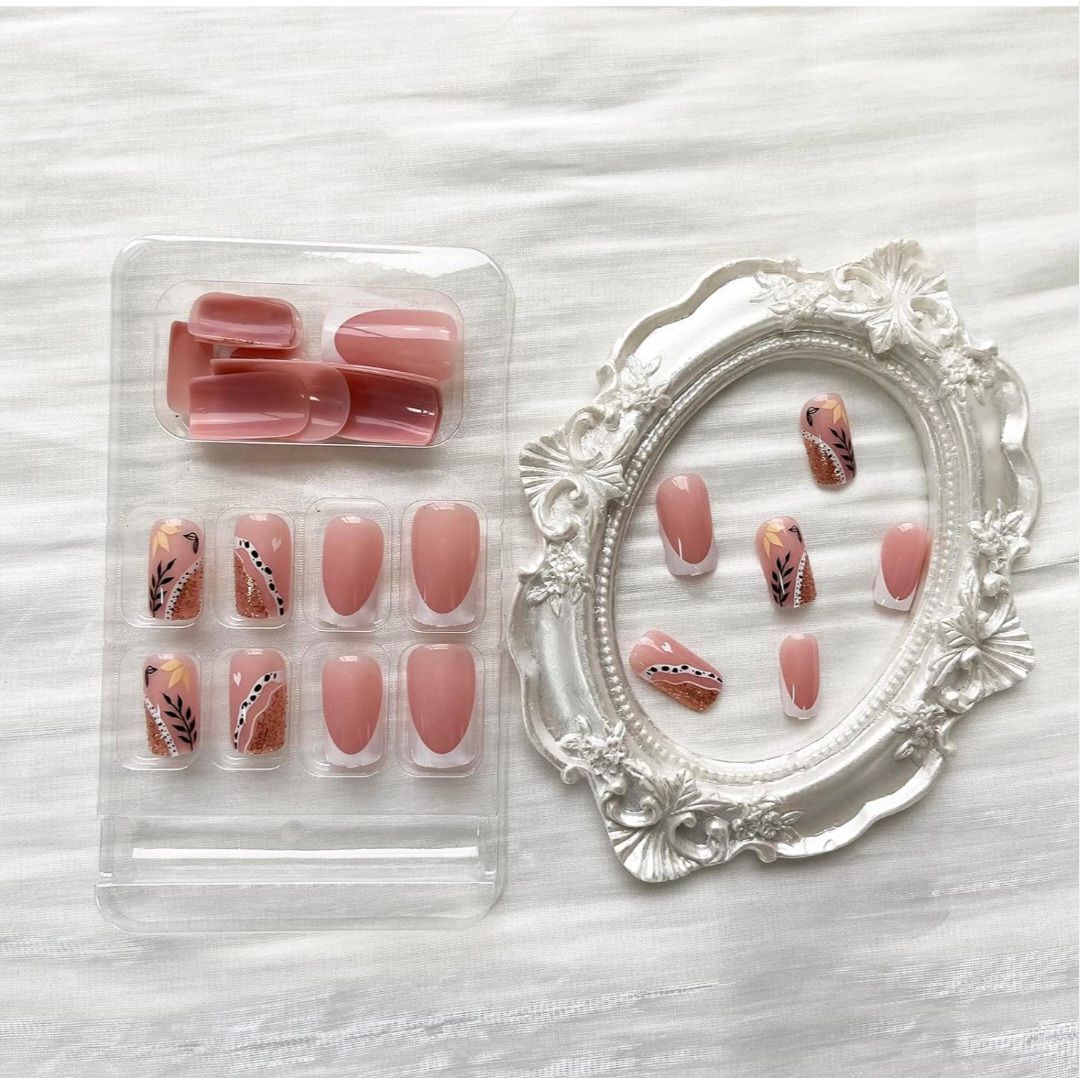 24 PCS Reusable Press-On Nails Kit - Full Cover False Nail Tips with Jelly Stickers, Easy to Apply, Long-Lasting, Perfect for Makeup Accessories