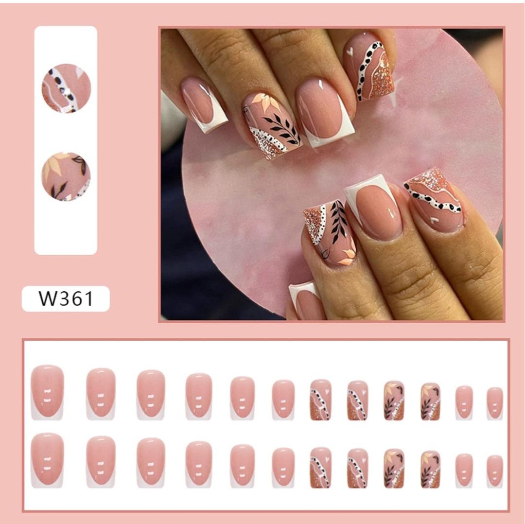 24 PCS Reusable Press-On Nails Kit - Full Cover False Nail Tips with Jelly Stickers, Easy to Apply, Long-Lasting, Perfect for Makeup Accessories