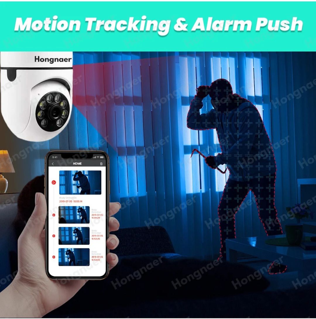 1080p 3MP Bulb Surveillance Camera Home CCTV Hidden Cameras Night Vision Full Color Automatic Human Tracking Zoom Indoor Security Monitor Wifi Camera