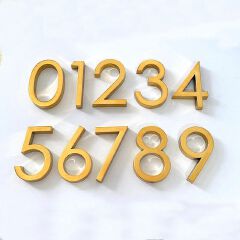 House Number 3D Gold For Home Mailbox Hotel Address ABS Acrylic Numeral Tag Number Apartment Door Numbers Mailbox Address Sign #0-9 Door Label