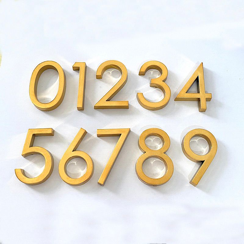 House Number 3D Gold For Home Mailbox Hotel Address ABS Acrylic Numeral Tag Number Apartment Door Numbers Mailbox Address Sign #0-9 Door Label
