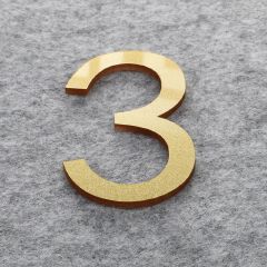 House Number 3D Gold For Home Mailbox Hotel Address ABS Acrylic Numeral Tag Number Apartment Door Numbers Mailbox Address Sign #0-9 Door Label