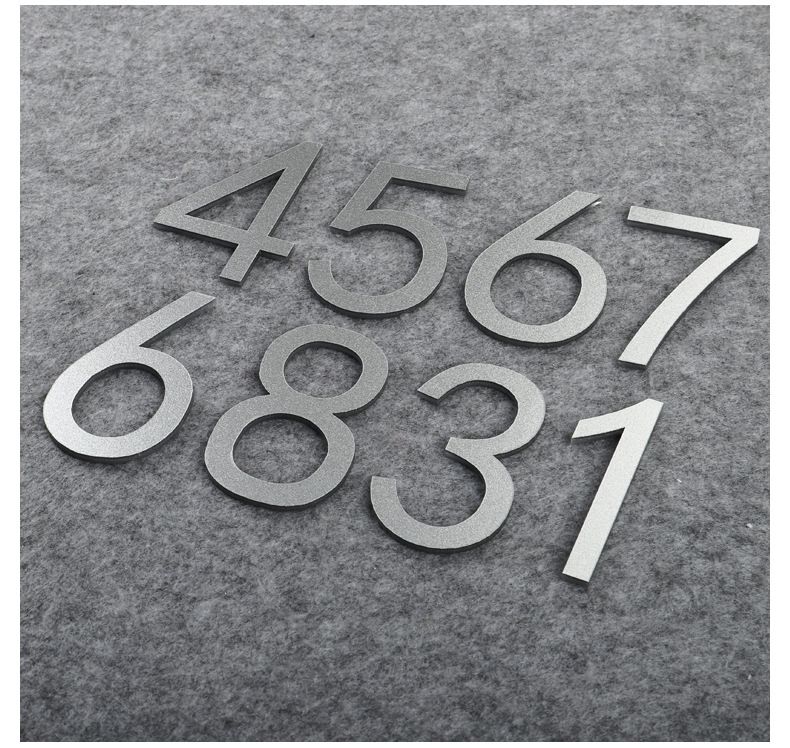 3D Silver For Home Mailbox Hotel Address ABS Acrylic Numeral Tag Number Plate Sign 0 To 9 Door Label Floating House Number Letter Apartment Door Numbers Mailbox Address Sign #0-9