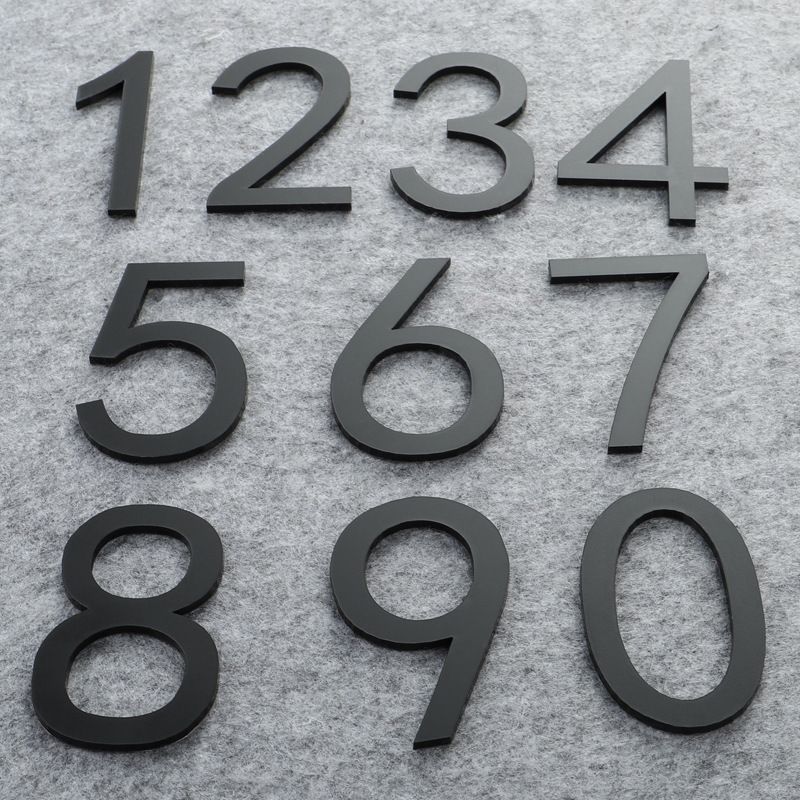 3D Black For Home Mailbox Hotel Address ABS Acrylic Numeral Tag Number Plate Sign 0 To 9 Door Label Floating House Number Letter Apartment Door Numbers Mailbox Address Sign #0-9
