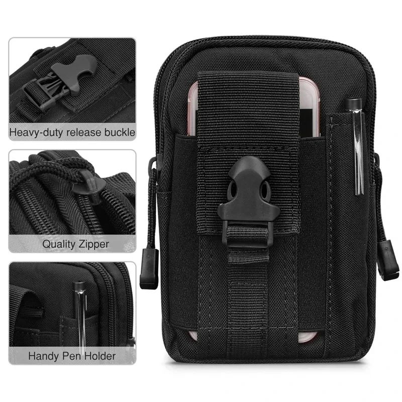 Molle Pouch Multipurpose Waist Bag Tactical Holster Waist Belt Pack Wallet Pouch Purse Phone Case Molle Pouch Belt Waist Pack Men Small Pocket Survival Tool Bag