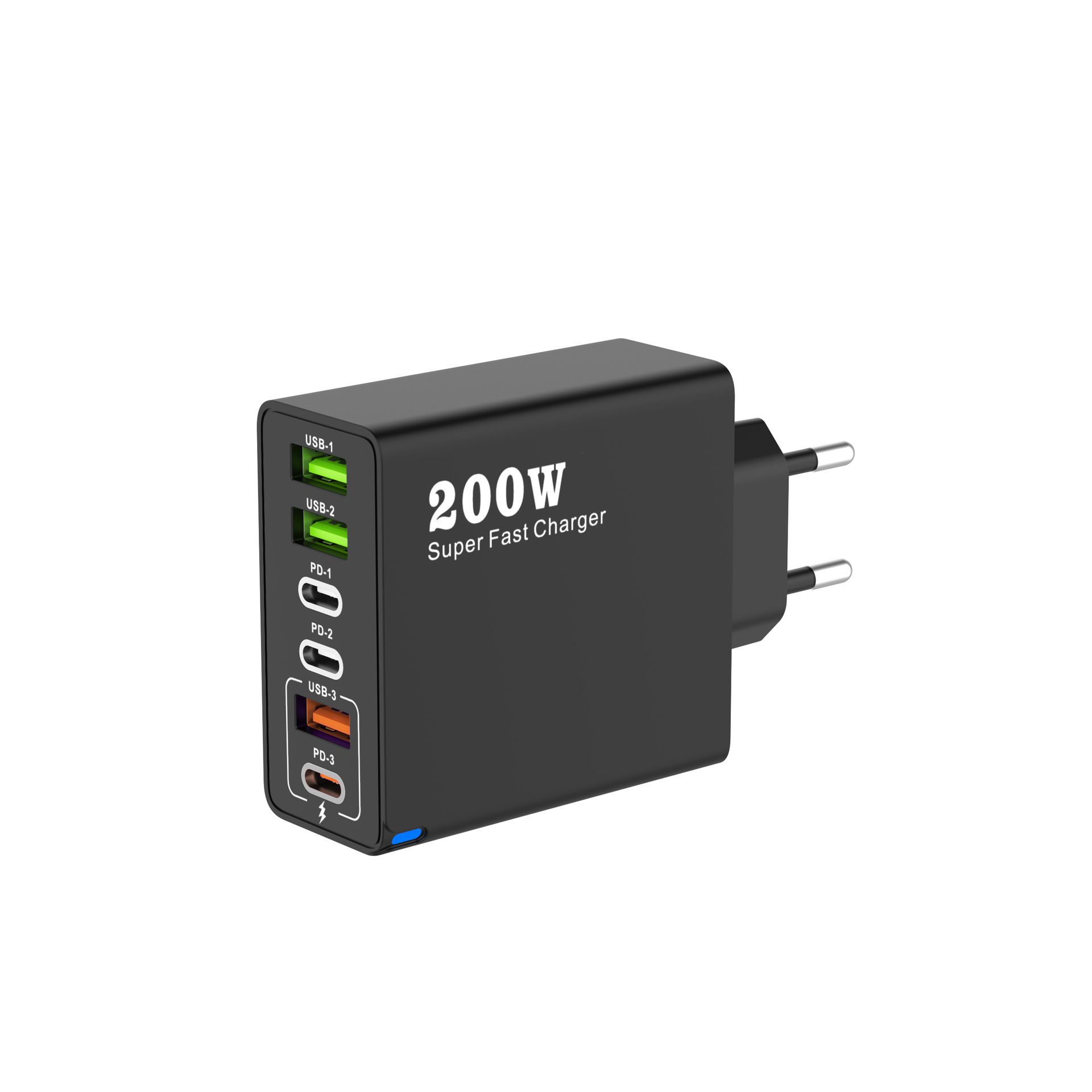 200W Mobile Phone Charger Charging Head USB Multi-port Small Appliance PD25W Charger Multi-port Super Fast Charge，Multiple USB ports;