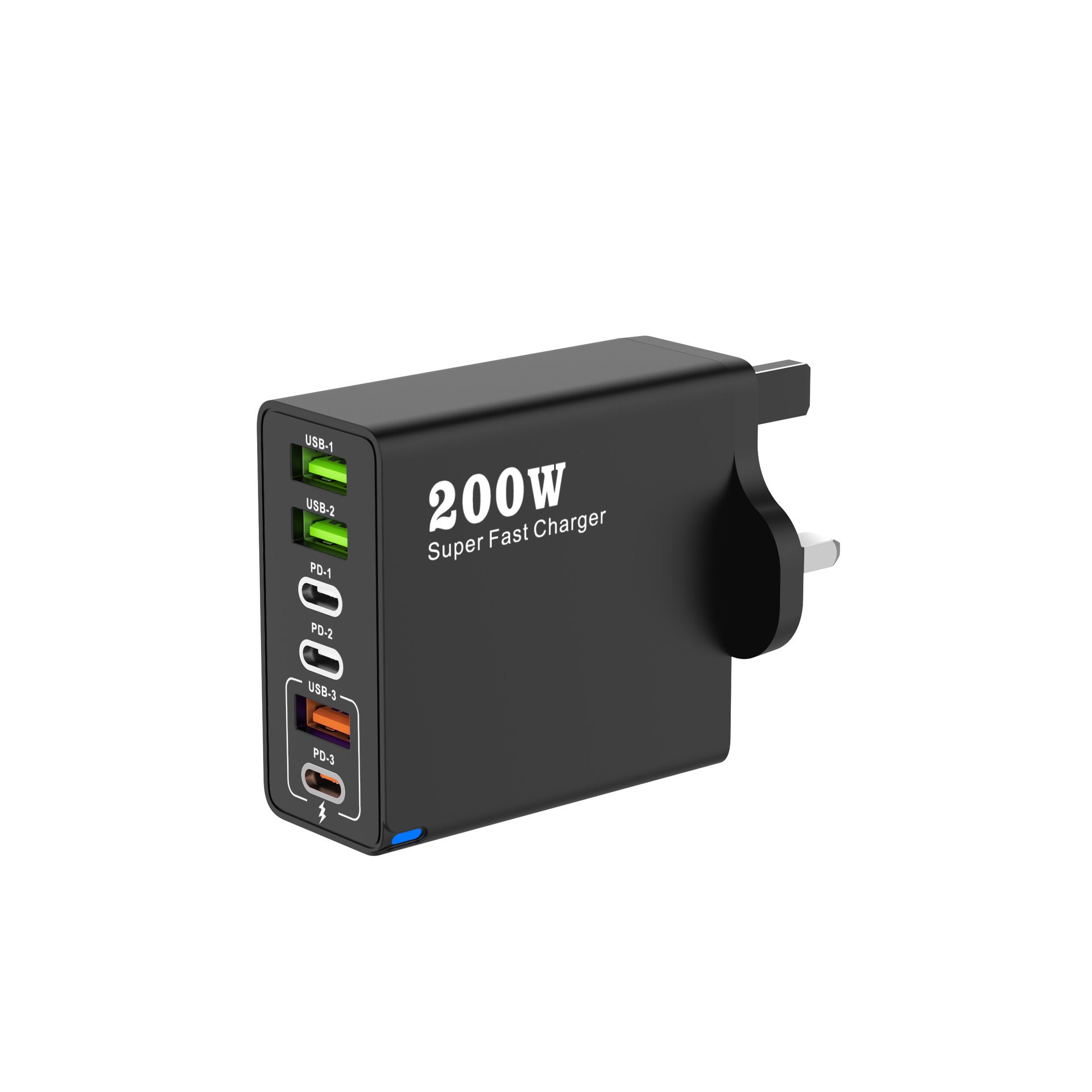200W Mobile Phone Charger Charging Head USB Multi-port Small Appliance PD25W Charger Multi-port Super Fast Charge，Multiple USB ports;