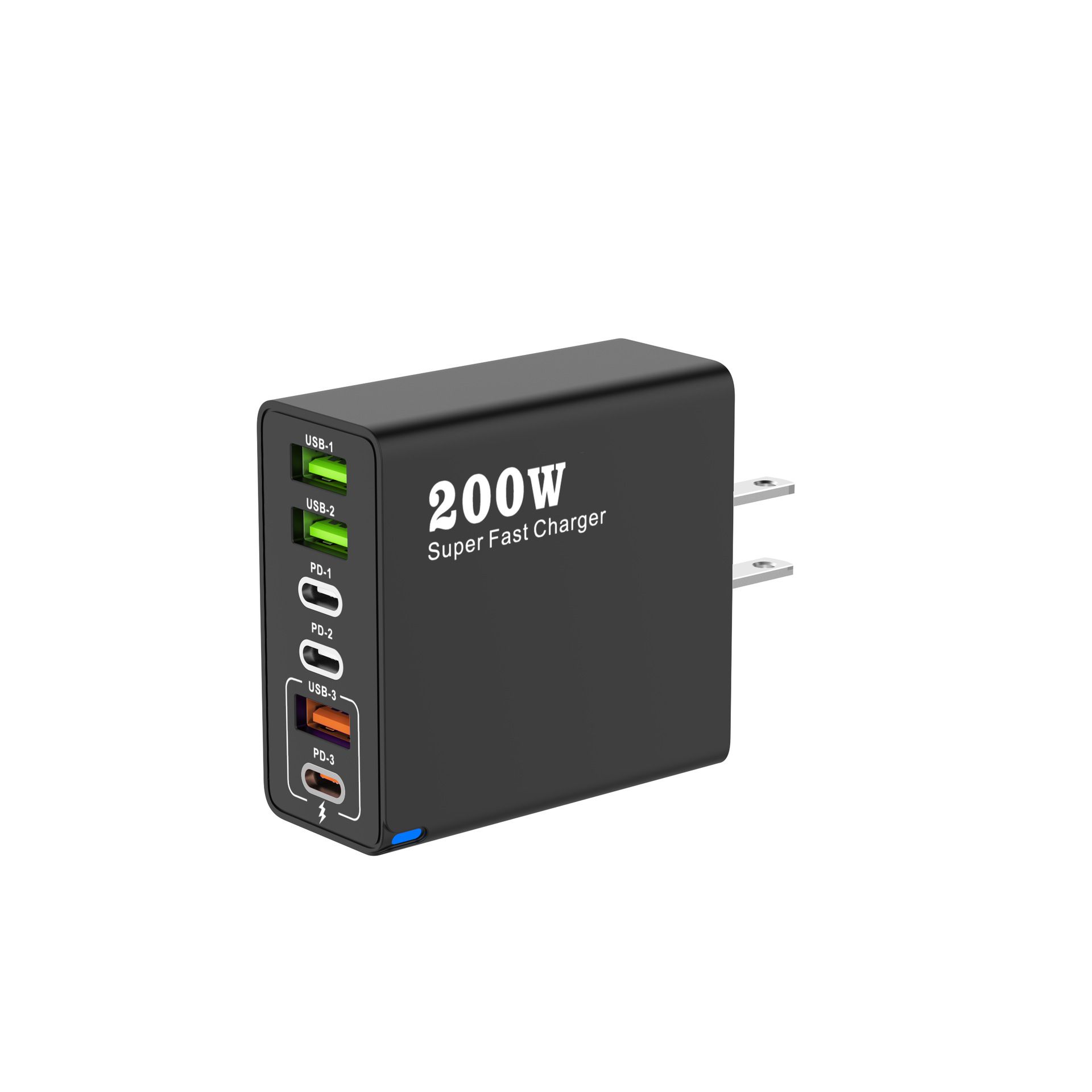200W Mobile Phone Charger Charging Head USB Multi-port Small Appliance PD25W Charger Multi-port Super Fast Charge，Multiple USB ports;