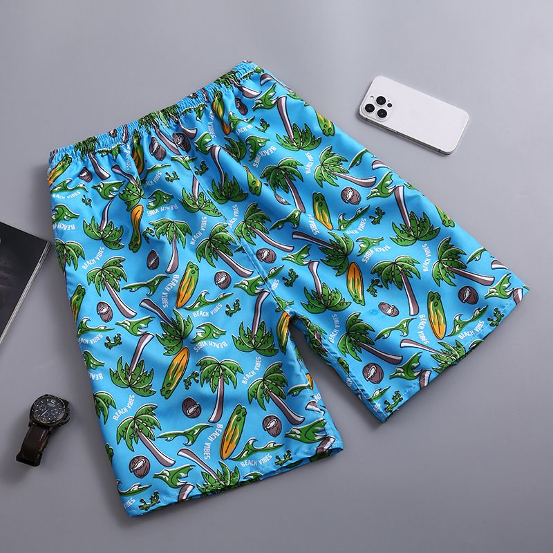 Men's plus-size quick-drying loose thin five-point men's shorts, sports and casual floral pants