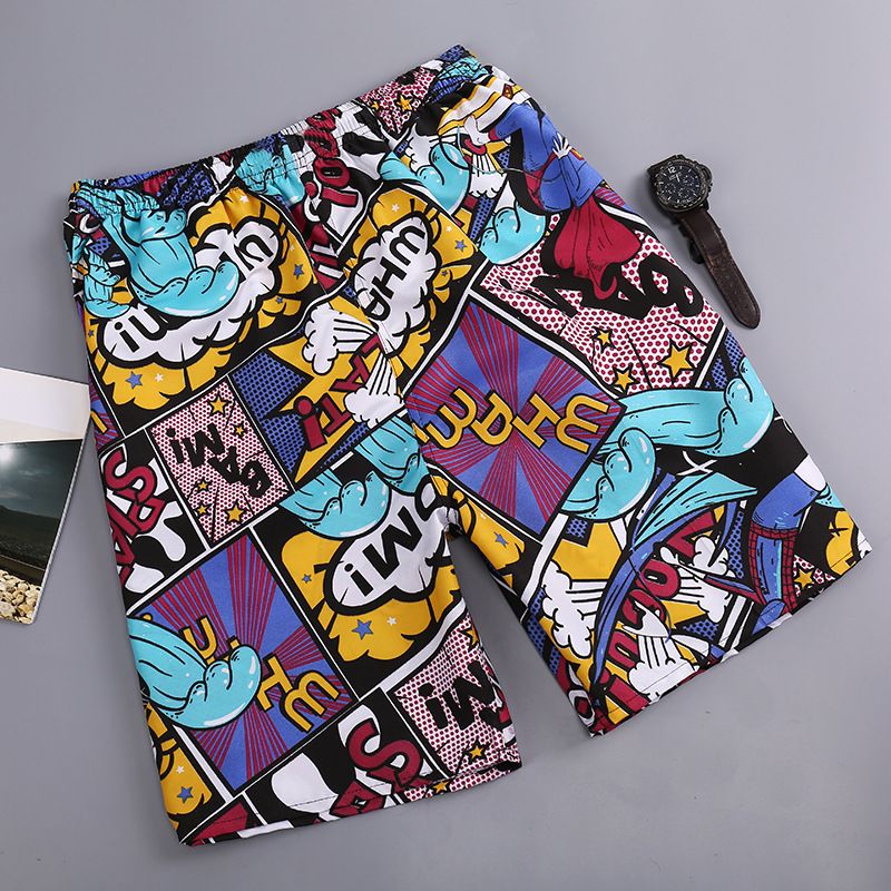 Men's plus-size quick-drying loose thin five-point men's shorts, sports and casual floral pants