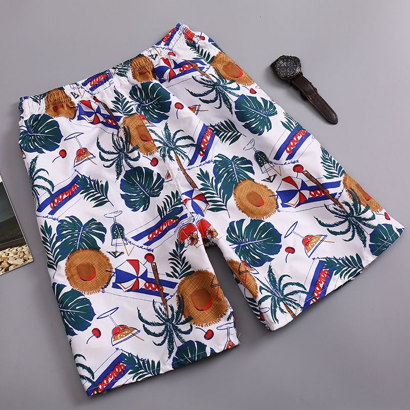 Men's plus-size quick-drying loose thin five-point men's shorts, sports and casual floral pants