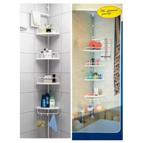 4 Layer Multi Corner shelf Tension Pole-Bathroom Organizer