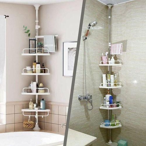 4 Layer Multi Corner shelf Tension Pole-Bathroom Organizer