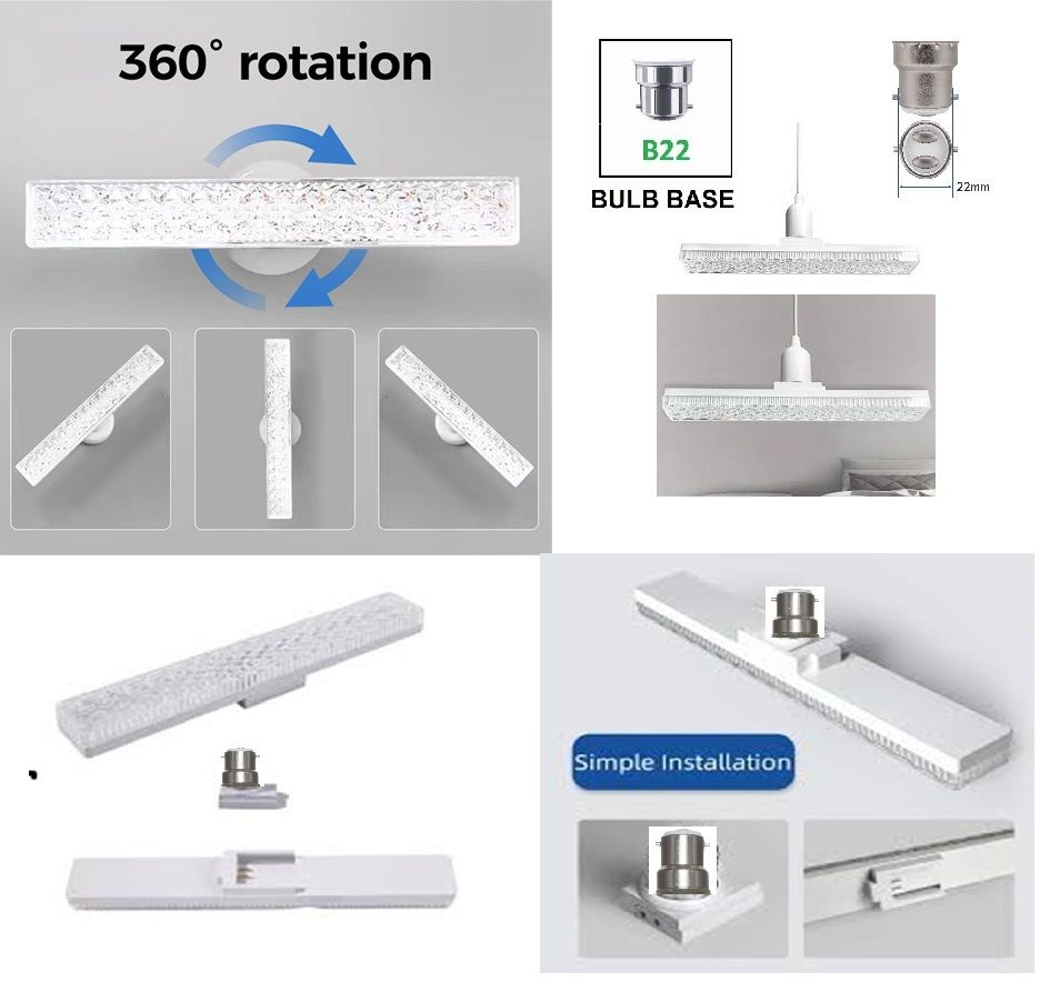 LED super bright B22 15W/20W/25W30W screw ceiling lamp household high power brightness long crystal Strip light -(ROTATES 360 DEGREES)