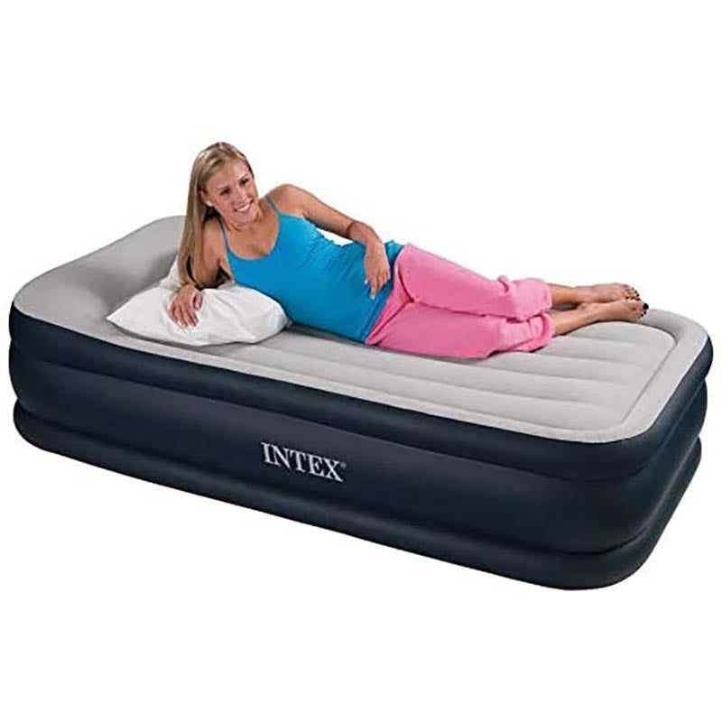 Intex Airbed Inflatable Double Mattress Raised Pillow Rest With Bulit in Electric Air Pump,152 x 203 x 42 cm -5x6