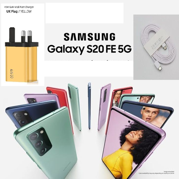 Samsung Galaxy S20 FE ,6GB /128GB  6.5-inch FHD+ Dynamic AMOLED 2X Infinity-O Display ,Li-Po 4500 mAh Battery ,Android Fully , DUAL SIM ,Unlocked, SPOTLESS, + FREE 45W SUPER FAST CHARGER