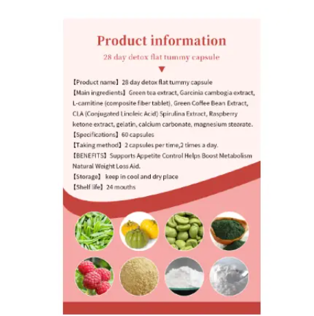 28 day Revitalize & Slim: 28-Day Detox Flat Tummy Capsules with Organic Tea and Weight Loss Women Multivitamins Chewable