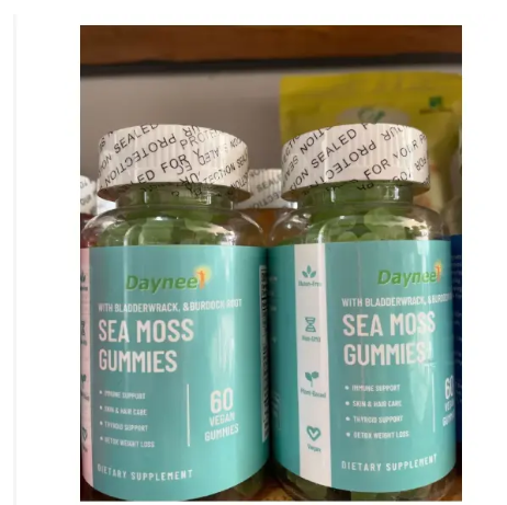 Daynee Organic Sea Moss Gummies - 60 Pcs For Thyroid Health Weight Management Improve Immune Supplement Gummy Bladderwrack Burdock Root Irish sea Moss