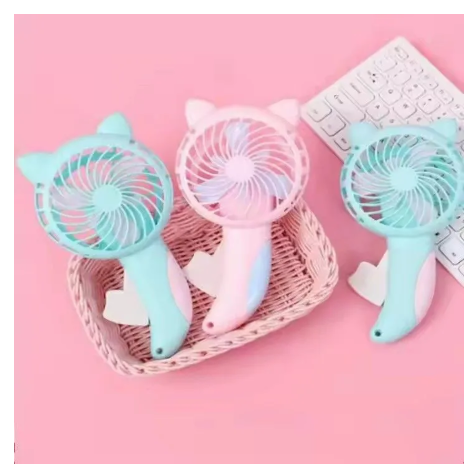 Portable Handheld Mini Fan Personal Cooling Small Cartoon Cat make Up Fan random color