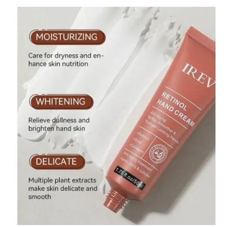IREV Retinol Hand Cream - Antiaging Hand Treatment Cream Softens Smoothes Protects Hands Nails Cuticles - For Younger Looking Hands Vitamin A Minimises Age Effect on Skin