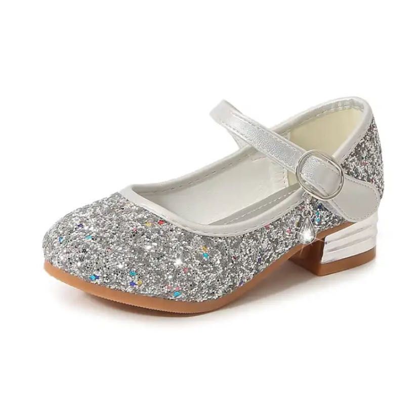 beauty girl high heel sequin crystal party wedding daily shoes girl plus size pink purple blue birthday princess shoes