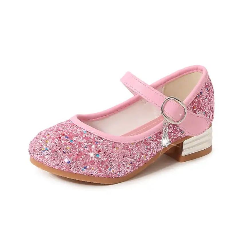 beauty girl high heel sequin crystal party wedding daily shoes girl plus size pink purple blue birthday princess shoes