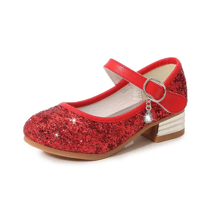 beauty girl high heel sequin crystal party wedding daily shoes girl plus size pink purple blue birthday princess shoes