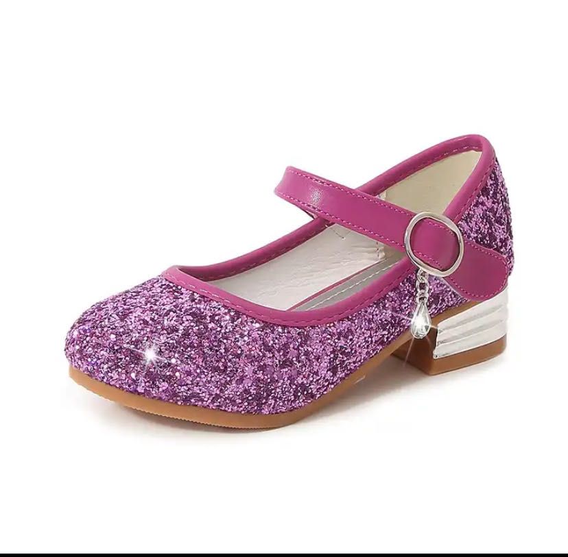 beauty girl high heel sequin crystal party wedding daily shoes girl plus size pink purple blue birthday princess shoes