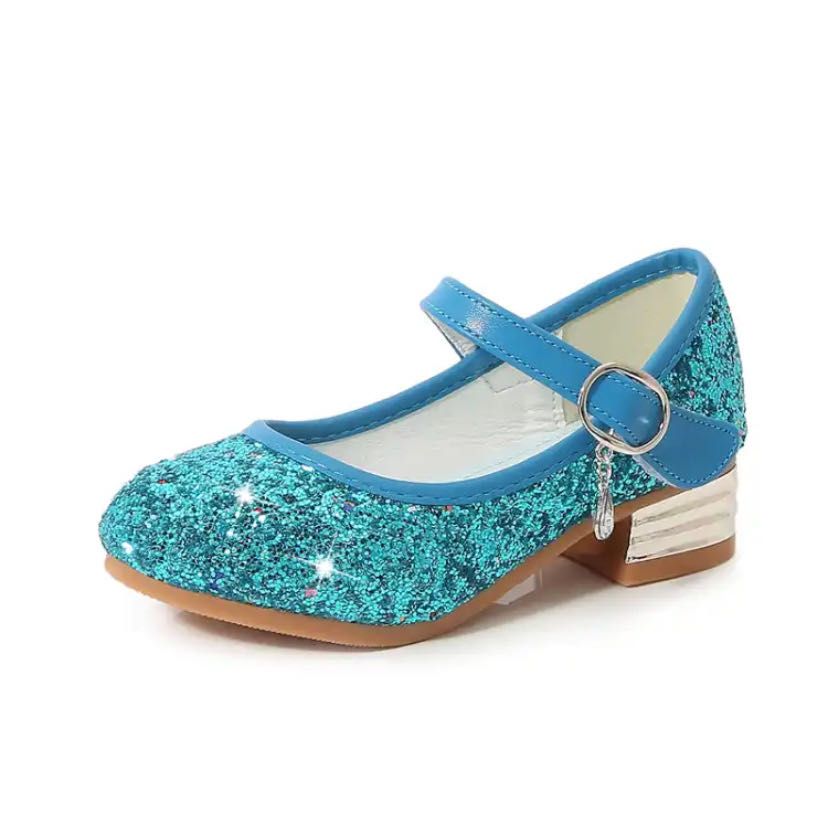 beauty girl high heel sequin crystal party wedding daily shoes girl plus size pink purple blue birthday princess shoes