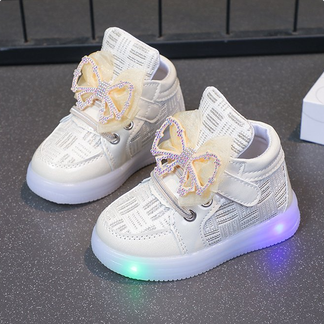 Latest Fashion Spring Autumn Children Lighting Sneakers Rhinestone Princess Girl/unisex Board Shoes