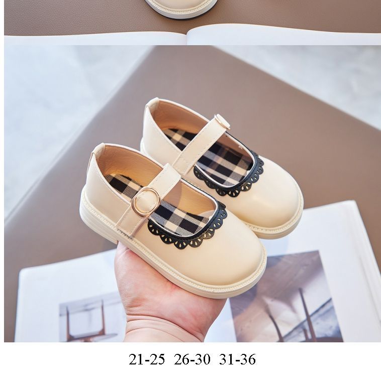 2024 Autumn New Girls Baby Princess Shoes Children's Leather Shoes Fashion Casual Soft Sole Lace Non-slip girls Dress Shoes