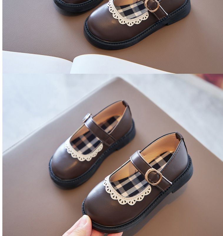 2024 Autumn New Girls Baby Princess Shoes Children's Leather Shoes Fashion Casual Soft Sole Lace Non-slip girls Dress Shoes
