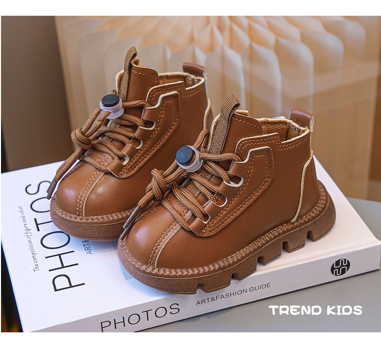 High quality Kids Fashion Autumn Boots PU Leather Shoes kids anti-slip boots