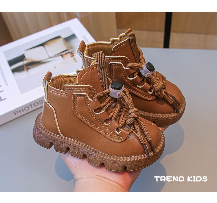 High quality Kids Fashion Autumn Boots PU Leather Shoes kids anti-slip boots